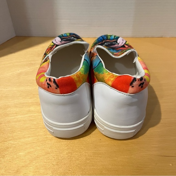 Colorful Dog Face Shoes Womens 9 Rainbow Hippie Boho Love Slip On - Picture 4 of 8